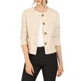 thumbnail image 5 of MODA NOVA Women Fall Vintage Lightweight Short Button Jacket with Pockets L Beige, 5 of 6