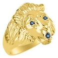 thumbnail image 3 of RYLOS Gold Plated Silver Lion Head Ring Color Stone Birthstones Eyes and Mouth Fun Designer Rings Alexandrite Jewelry Size 10, 3 of 8