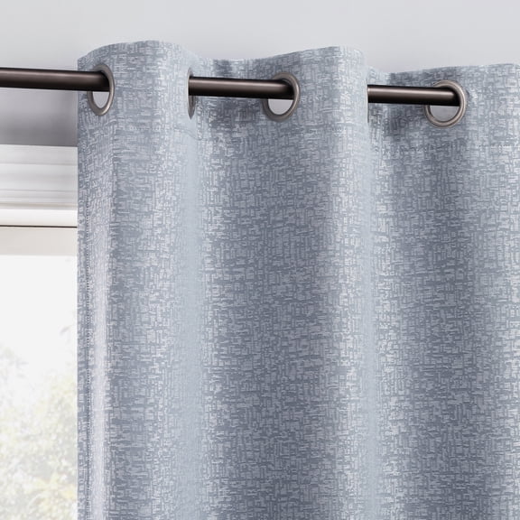Sun Zero Serenity 2-pack Abstract Magnetic Closure 100% Blackout Grommet Curtain Panel Pair, 36"W x 84"L, Light Blue