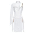 thumbnail image 3 of Oyolan Women's Ballroom Dance Outfit One Shoulder Fringed Tango Salsa Latin Dance Dress Ivory XXL, 3 of 5