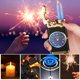 thumbnail image 4 of Encendedor de metal de doble fuego con reloj de cuarzo incorporado | Llama azul inflable a prueba de viento | Construcción de aleación | Esfera de cristal resistente a los arañazos | 7,5x3,7x1,6cm |, 4 of 6
