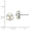 thumbnail image 2 of White Sterling Silver Earring Button Women'S Cubic Zirconia CZ Clear Pearl Freshwater 11 mm, 2 of 2