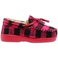 thumbnail image 3 of NORTY Toddler Boys Girls Unisex Fleece Plaid Moccasin Slippers Pink Black, 3 of 4
