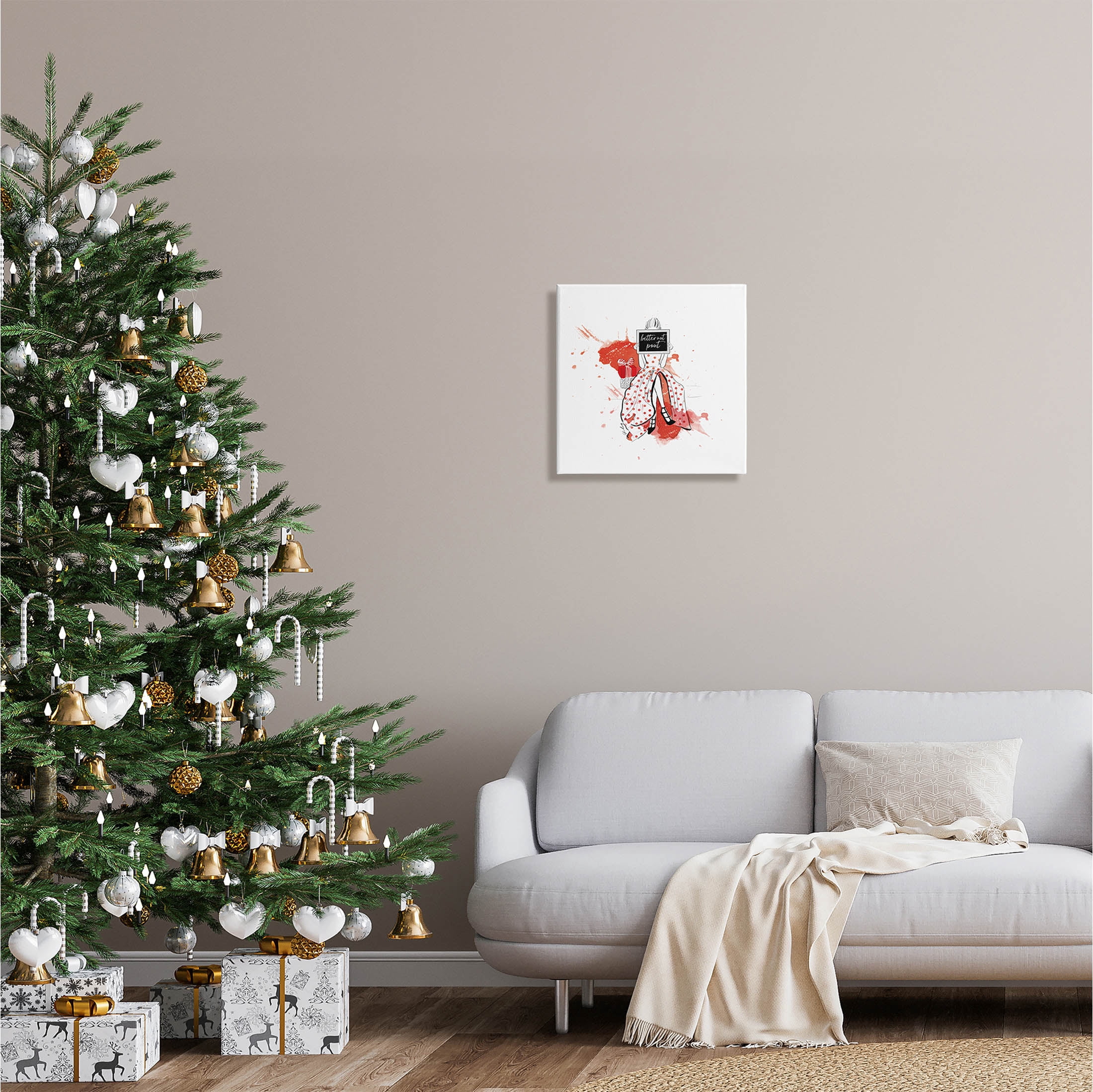 Stupell Industries Better Not Pout Holiday Fashion Graphic Art Gallery Wrapped Canvas Print Wall Art, Design by Alison Petrie