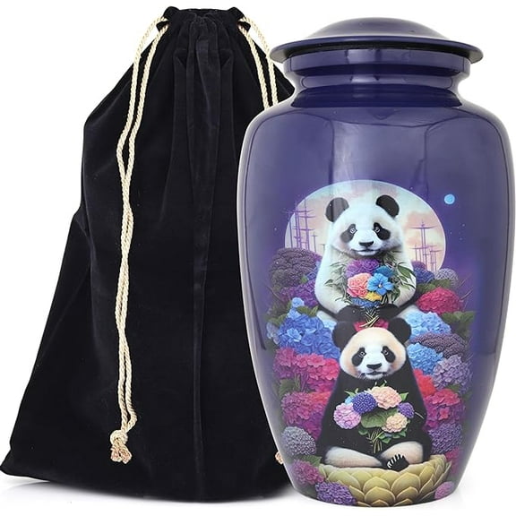 EDEN URNS for Human Ashes Adult Memorial urn Funeral Cremation Urns Giant Panda (Aluminum)…