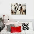 thumbnail image 4 of Nawypu Horse Pictures Painted Wall Art Brown Animal Canvas Prints Farmhouse Wall Decor Horses Head to Head Artwork Stretched Black Frame for Bedroom Living Room, 4 of 4