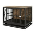 thumbnail image 6 of Pefilos 32" Heavy Duty Dog Crates Furniture, Heavy-Duty Escape Proof Dog Cages, Indoor Dog Kennel with Removable Tray, Brown, 6 of 6