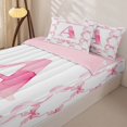 thumbnail image 3 of Homewish Cute Coquette Bowknot Zipper Twin Comforter Sets with Fitted Sheet and 2 Pillowcases,Girls Pink A Alphabet Letter Zipper Bedding Set For Kids,Pink Reversible,4 Pieces, 3 of 7