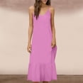 thumbnail image 2 of Vestido Largo de Hombro sin Mangas Cómodo sin Mangas Vestido Sólido de Cuello Redondo para Verano Y Primavera Vestido Casual Pantalones para Mujeres, 2 of 6