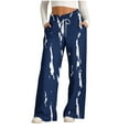 thumbnail image 3 of Aboser Wide Leg Pants for Women Trendy Printing Sweatpants Baggy Casual High Waisted Track Pants Comfort Soft Long Trousers with Pockets, 3 of 6