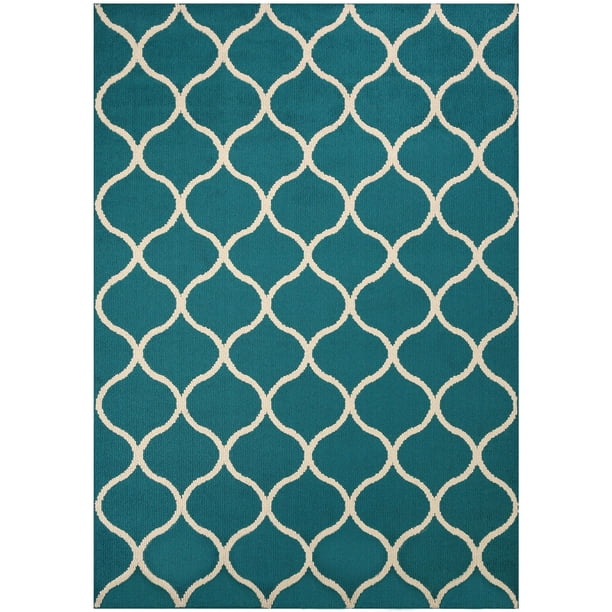 Mainstays Sheridan Fret Indoor Living, Teal And Red Area Rug