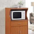 thumbnail image 2 of Hodedah Wheeled Kitchen Microwave Cart with Drawer and Cabinet Storage, Cherry, 2 of 6