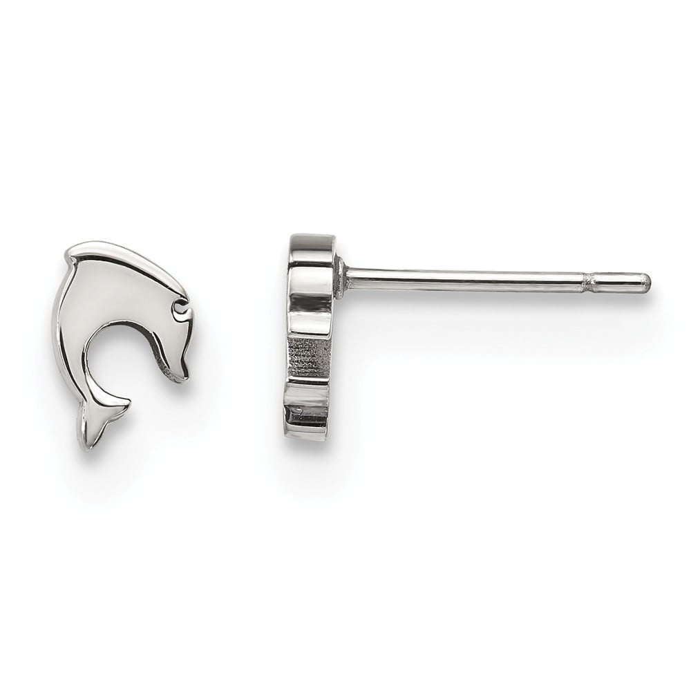Stainless Steel Polished Dolphin Post Earrings 6.93mm