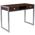 thumbnail image 1 of Bradley Dark Wood Grain Finish Desk with Silver Metal Frame, 1 of 5