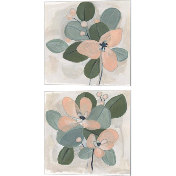 Great Art Now Posey Impasto by June Erica Vess 2 Piece Canvas Art Set Each 14"W x 14"H
