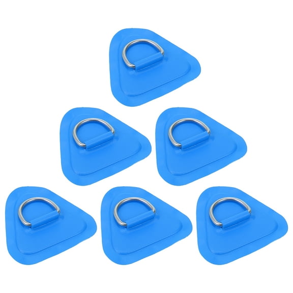 6pcs D Ring Patch Stainless Steel Triangle Shape D Ring Pad Blue for Kayak Canoe Deck