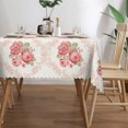 thumbnail image 3 of Pink Floral Tablecloth Vintage Flower Table Cloth Aesthetic Floral Rectangle Tablecloth 60×84 Inch Farmhouse Washable Table Cover for Kitchen Dining Room Party Decoration, 3 of 8