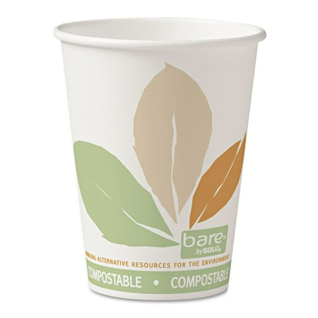 Paper Cup Cups - SOLO Cup Company Bare by Solo Eco-Forward PLA Paper Hot Cups, 12oz,Leaf Design,50/Bag,20 Bags/Ct