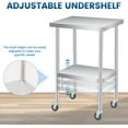 thumbnail image 5 of COZONY 14x24" Stainless Steel Prep Table, Adjustable Undershelf & Wheels, 2-Tier Commercial Worktable, 5 of 7