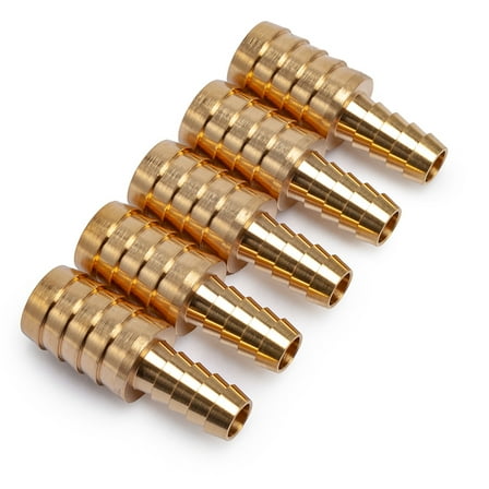 LTWFITTING Brass Barb Hose Reducing Splicer Mender 3/8-Inch ID Hose x5/8-Inch ID Hose Fitting Air Water Fuel Boat(Pack of 5)