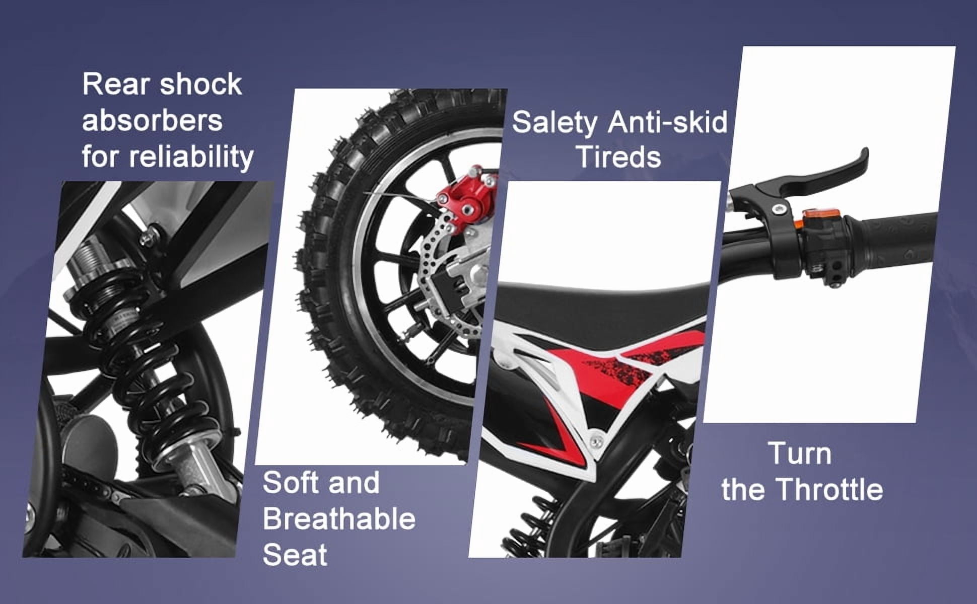 Korogimeeet Black 49cc 2-Stroke Gas Mini Dirt Bike, Upgraded Rear Fork Spacer Reduces Chain Drop, Disc Brakes, 10 Inch Tires, 40KM/H, 150kg Load, 47 x 28 Inch