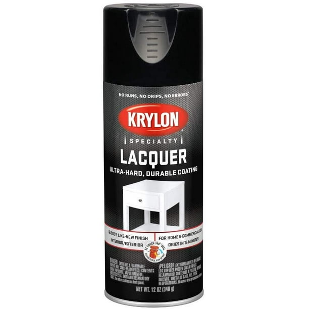 Krylon K07030 Lacquer Spray Paint Gloss Black, 12 Ounce Aerosol