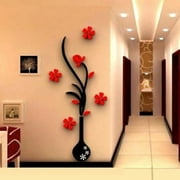 Creative  3D Vase Flower Tree Design Art Wall Sticker Wall Sticker Home Decoration