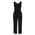 thumbnail image 4 of Odeerbi Women Jumpsuit Rompers Overalls Summer Sleeveless High Waisted Solid Color Straight Pants Romper Pants Jumpsuits+Belt Black, 4 of 8