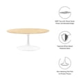 thumbnail image 5 of Modway Lippa 36" Round Wood Grain Coffee Table in White Natural, 5 of 7
