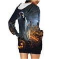 thumbnail image 7 of Taqqpue Halloween Print Hoodie Dress for Women Ghost Pumpkin Witch Mini Dresses Halloween Costume Long Sleeve Outfit Cosplay Halloween Party Dress with Pockets, 7 of 7