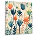 thumbnail image 2 of Designart "Teal Coral Scandinave Floral Pattern Coastal Florals" Abstract Metal Wall Decor, 2 of 5