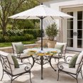 thumbnail image 2 of Round Outdoor Tablecloth with Umbrella Hole and Zipper, Eucalyptus Leaves Tablecloth with Elastic Waterproof, Sunflowers Spring Watercolor Country Floral Bee Patio Table Covers for 45" - 54" Tables, 2 of 9