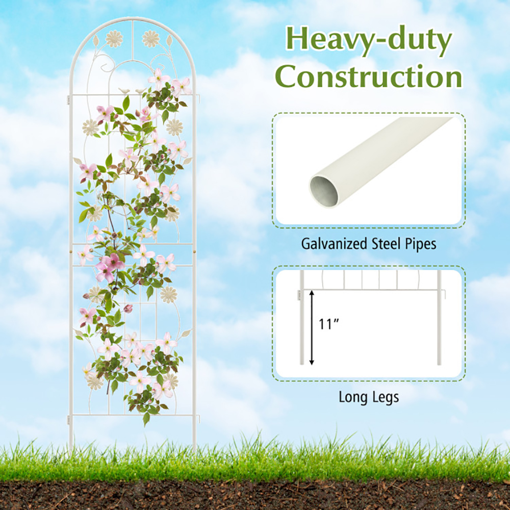 Yardi Yard 2 Pack 86.5 x 20 Inches Metal Garden Trellis for Climbing Plants-White, Tomato Cages for Garden