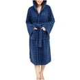 thumbnail image 2 of FDGIU Women's Plush Bathrobe with Hood & Pockets, Long Fluffy Fleece Robe for Women, Cozy Warm Hooded Sleepwear Loungewear, 2 of 5