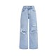 thumbnail image 1 of Pantalones vaqueros Peakpride, holgados y rasgados, cintura elástica para niñas, 1 of 7