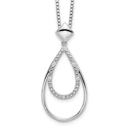 Primal Silver Sterling Silver Polished 0.025 Cttw Diamond Necklace