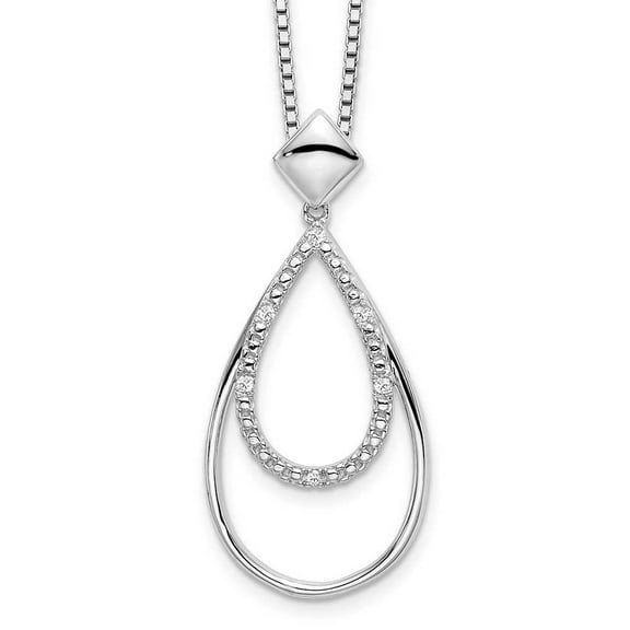Primal Silver Sterling Silver Polished 0.025 Cttw Diamond Necklace