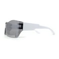 thumbnail image 3 of Retro Oversize Shield Color Mirror Wrap Around Sport Sunglasses White Silver Mirror, 3 of 4