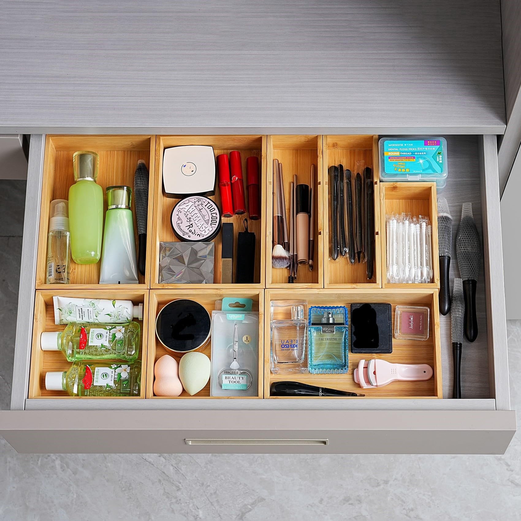 Drawer Organizer  Set Of 9 Wood Kitchen Makeup Desk Junk Tea Storage Boxes Bins For Cutlery Silverware Utensils Flatware Small Wooden Container Tray Bathroom Office