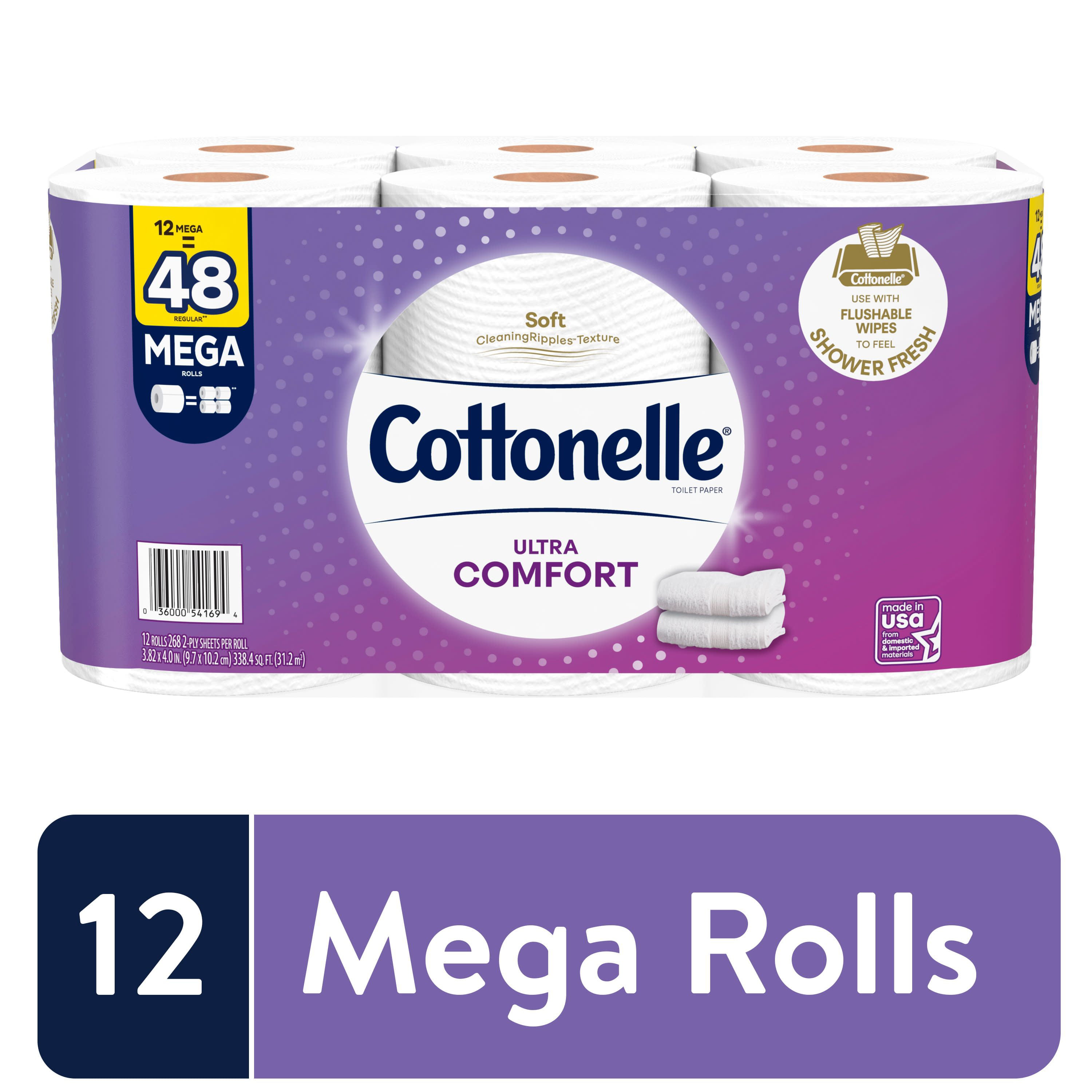 Cottonelle Ultra Comfort Toilet Paper, 12 Mega Rolls