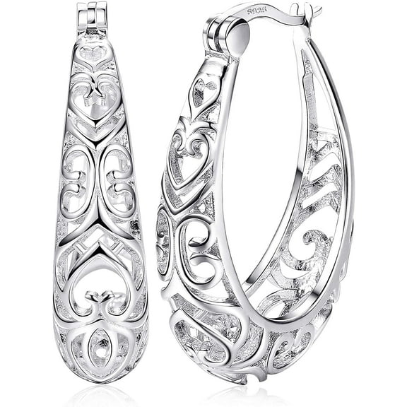 TONAIN Textured Filigree Round Earrings, Sterling Silver