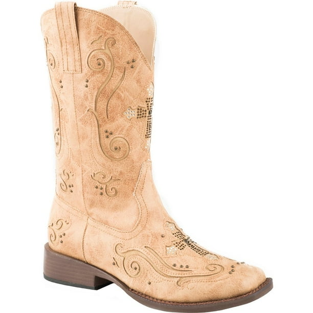 Roper - Roper Faith Rhinestone Square Toe Womens Western Cowboy Boots ...