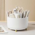 thumbnail image 1 of White 360° rotating desk organizer, cosmetics storage box, multifunctional, 1 of 1