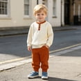 thumbnail image 2 of GPOECD Boys Outfits Versatile Two Piece Autumn Winter Sweatshirt and Track Pants with Cozy Long Sleeve Top Boys' Clothing Sets,Brown,2-3 Years, 2 of 8