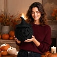 thumbnail image 7 of Halloween Black Wicker Pumpkin Basket with Lid,Handmade Pumpkin Storage Basket for Tabletop Shelf Farmhouse Halloween Home Decoration, 7 of 7