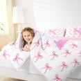 thumbnail image 3 of Erosebridal Pink Bow Letter K Queen Comforter Set for Girls, Pink Letter Bow Bedding Comforter Set for Women, Pink Reversible, 3pcs, 3 of 6