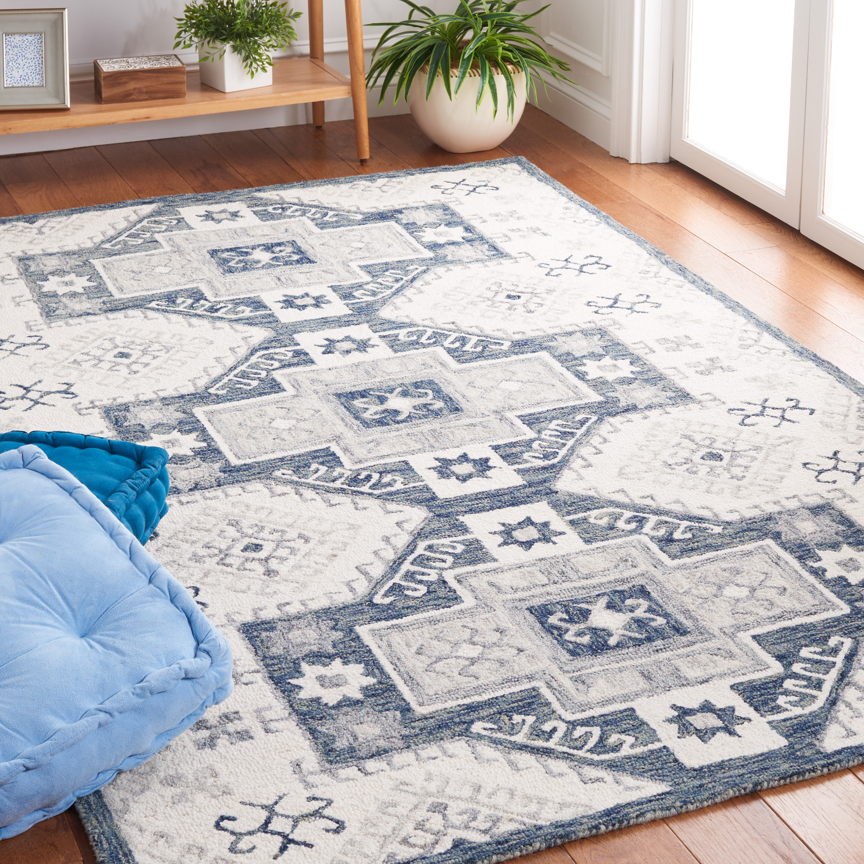 SAFAVIEH Metro Kenelm Geometric Area Rug, Ivory/Dark Grey, 6' x 9'