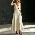 thumbnail image 6 of Snorda Women's Striped Dress Summer Round Neck Sleeveless Striped Solid Color Casual Dress Flowy Sundress Ideal for Daily Wear Beach Vacation & Party, 6 of 9