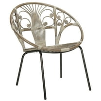 SAFAVIEH Carlson Round Classic Ratten Accent Chair, Grey White Wash