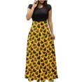 thumbnail image 2 of TIMIFIS Robes Maxi d'Halloween pour Femmes à Manches Courtes, Col Rond, Vintage, Halloween, Horreur, Citrouille Imprimée, Fête, Bal, Longue Robe Automne/hiver, 2 of 5